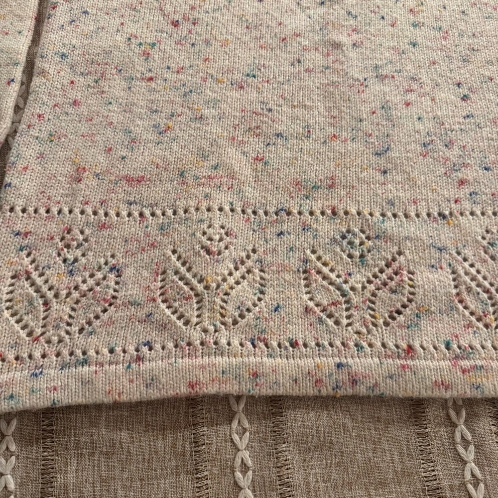 Vintage Stefano International‎ Speckled Knit Sweater with Floral Hem Size M - Picture 2 of 5